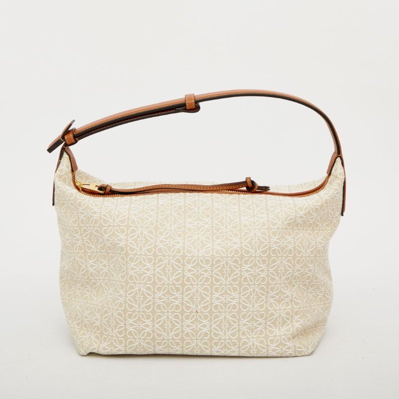 Loewe 中款 Anagram 緹花小牛皮 Cubi 包 米色/棕色(當季熱門新品 下單前請先詢問)-3