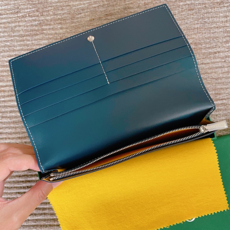 Maison Goyard RICHELIEU手工帆布 對開扣式長夾(藍)-3