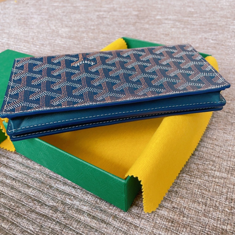 Maison Goyard RICHELIEU手工帆布 對開扣式長夾(藍)-6