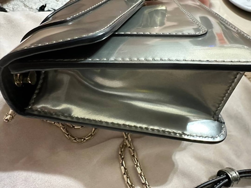 Bvlgari 寶格麗 Serpenti  銀色金屬牛皮掀蓋包-8