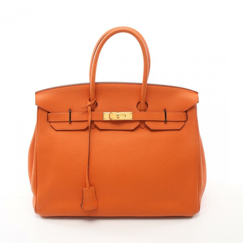 【日本直送】 Birkin 鉑金包35 手提包 Togo小公牛皮 橙色 金色五金 □N刻印-0
