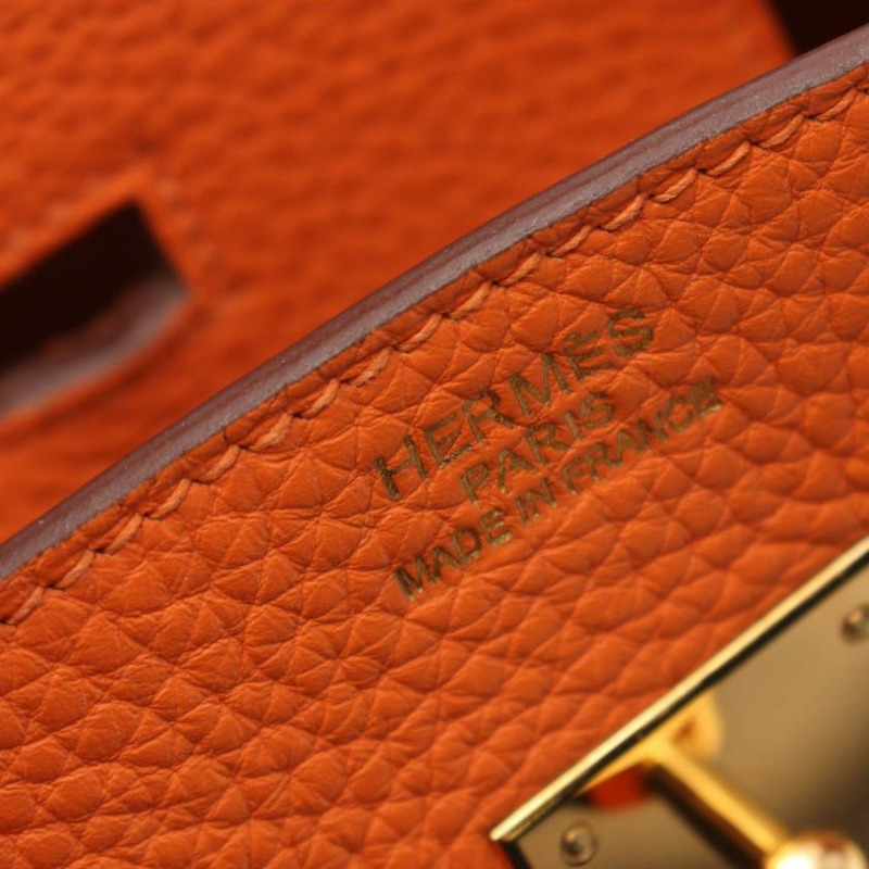 【日本直送】 Birkin 鉑金包35 手提包 Togo小公牛皮 橙色 金色五金 □N刻印-3