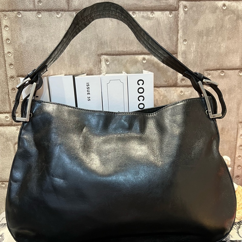 GUCCI 黑色皮革HOHO款肩背包❤️-0