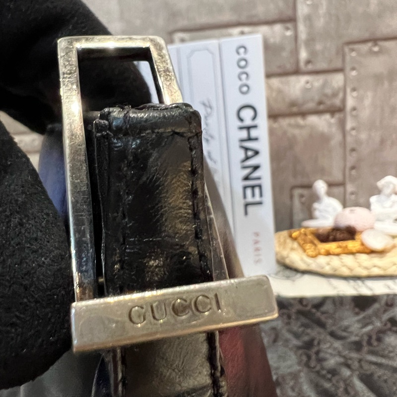 GUCCI 黑色皮革HOHO款肩背包❤️-9