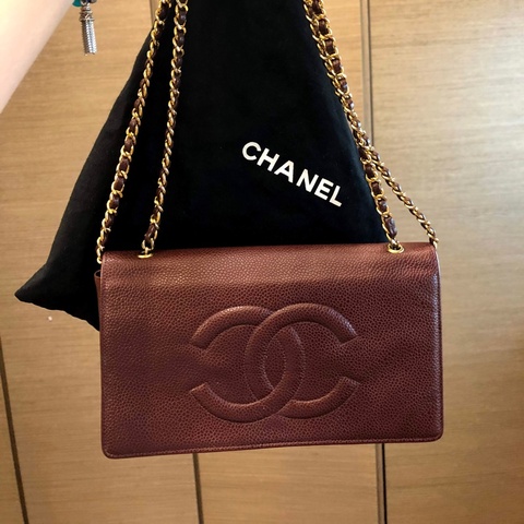 二手正品香奈兒Vantage Chanel 荔枝紋皮革WOC信封包、三背！看圖片內文