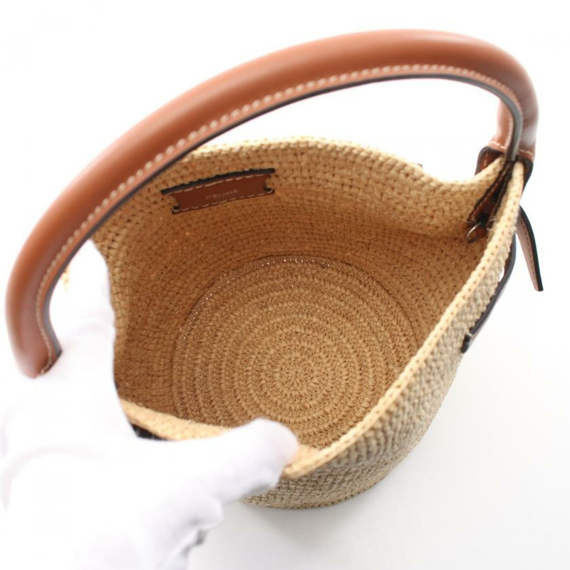【日本直送】 Big Bag Nano Bucket 提籃包 手提包 酒椰葉纖維 真皮 淺米色 淺棕色 兩用款-2