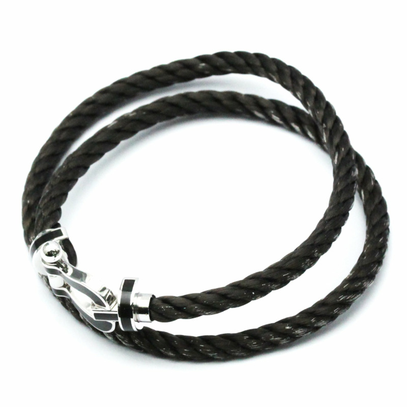 【日本直送】Fred Force 10 大號黑色漆面,不銹鋼,白金(18K)無石吊飾手鍊黑色,銀色-1