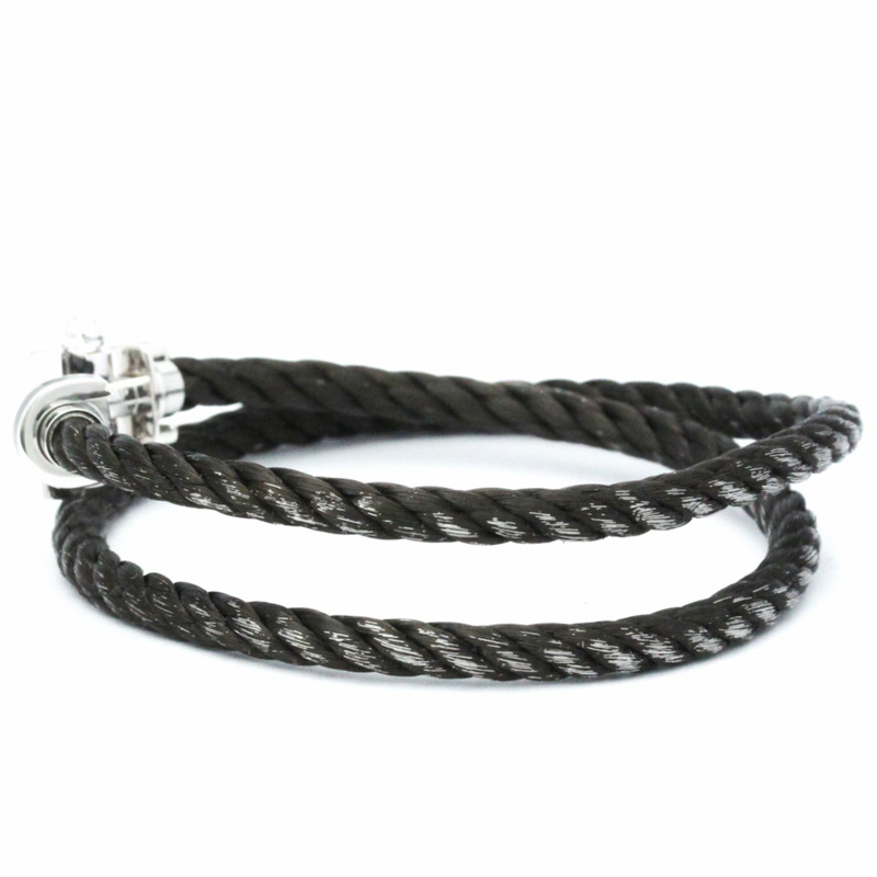 【日本直送】Fred Force 10 大號黑色漆面,不銹鋼,白金(18K)無石吊飾手鍊黑色,銀色-2