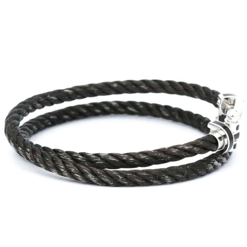 【日本直送】Fred Force 10 大號黑色漆面,不銹鋼,白金(18K)無石吊飾手鍊黑色,銀色-4