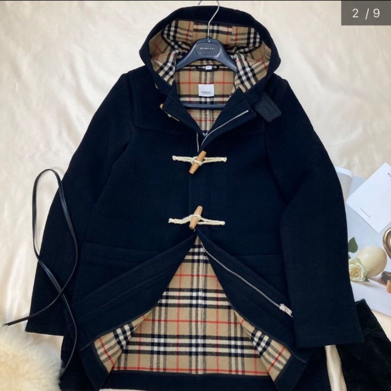 BURBERRY綿羊毛牛角扣造型大衣(女)✨-1