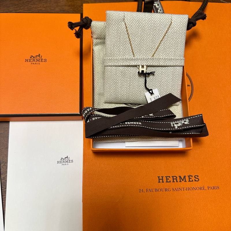 全新Hermes 玫瑰金白 pop h mini 項鍊含運-2