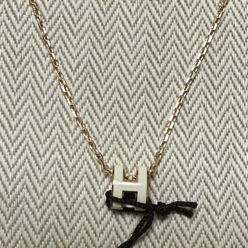 全新Hermes 玫瑰金白 pop h mini 項鍊含運-5