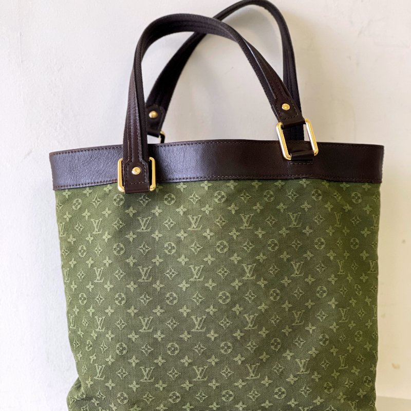 Vintage Louis Vuitton綠丹寧帆布單肩包-0