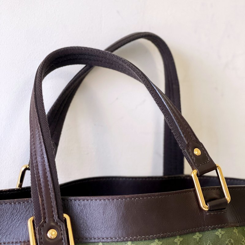 Vintage Louis Vuitton綠丹寧帆布單肩包-1