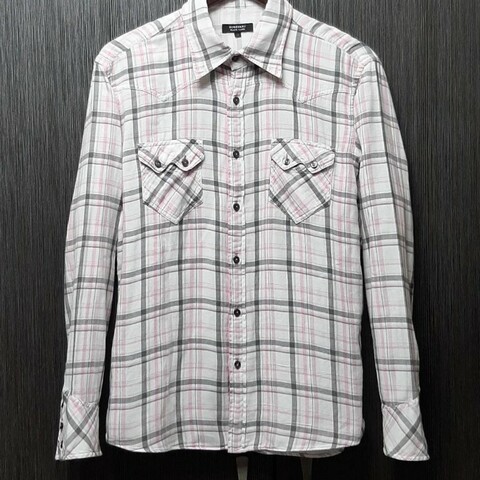 絕版正品BURBERRY博柏利 BLACK LABEL黑標 男格紋長袖襯衫3號