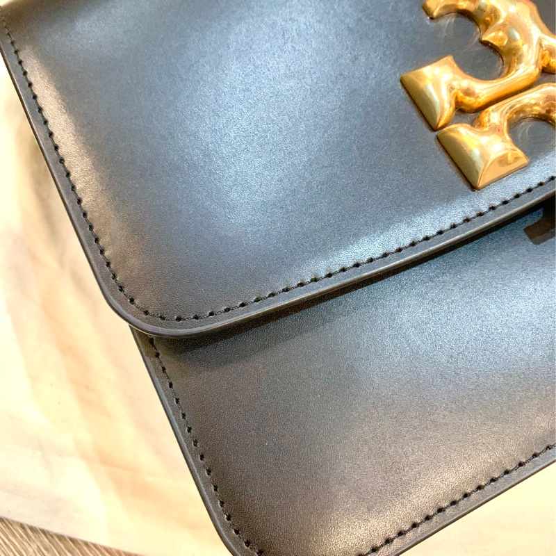Tory Burch TB 黑色大Logo鏈條包-9