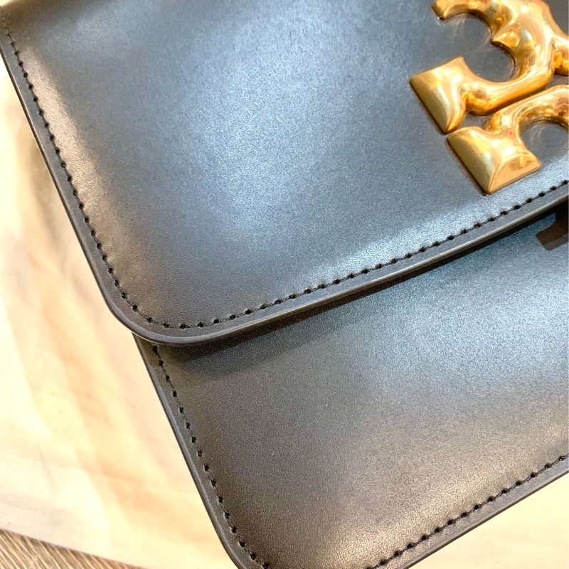 Tory Burch TB 黑色大Logo鏈條包-9