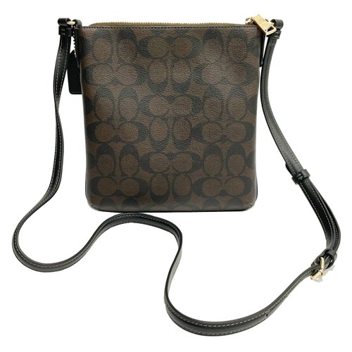 【COACH】C LOGO前拉鍊小斜背包(深咖)-2