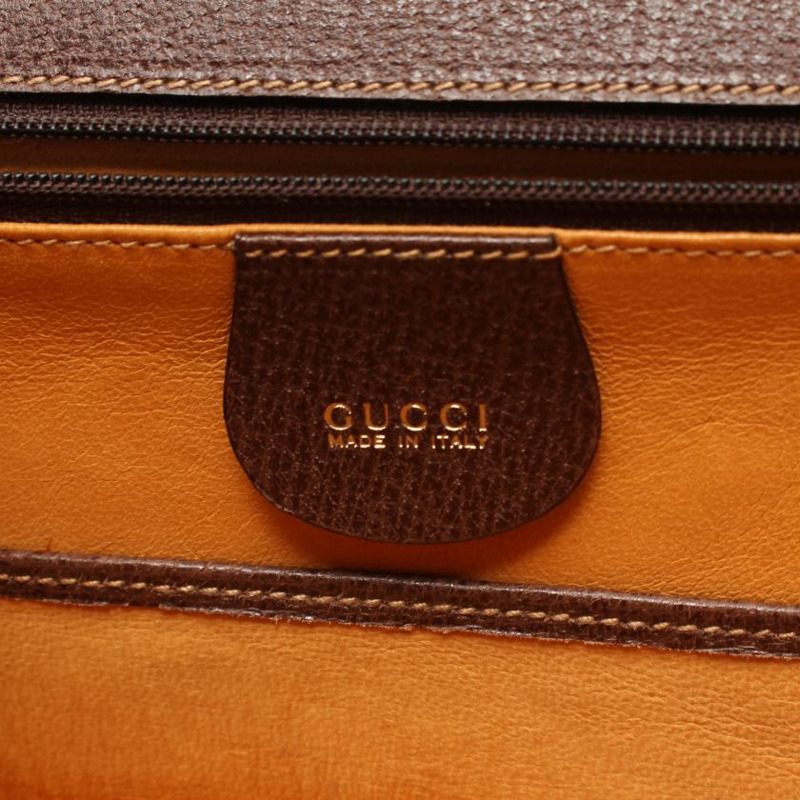 【日本直送】 Old Gucci 竹節 真皮手提包 深棕色 兩用款-3