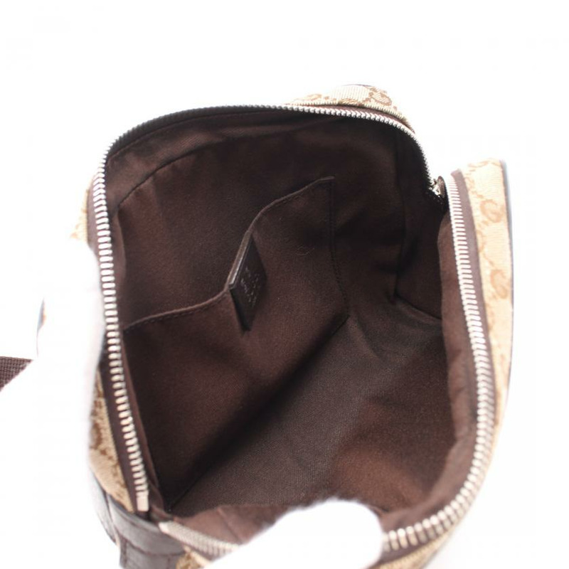 【日本直送】 GG帆布 隨身包 腰包 帆布 真皮 米色 深棕色-2