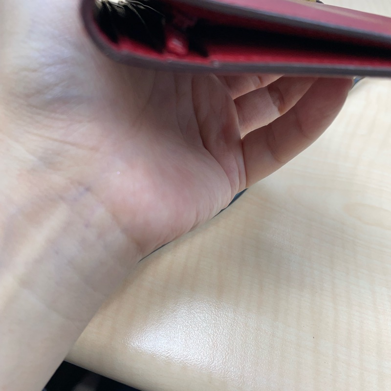 💕過年換新夾💕Hermes 愛馬仕Bearn系列Epsom牛皮紅金H穿式招財長夾-10