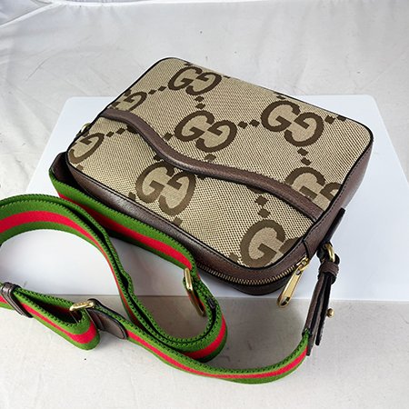 GUCCI咖啡色緹花布Jumbo GG 斜背包675891-2