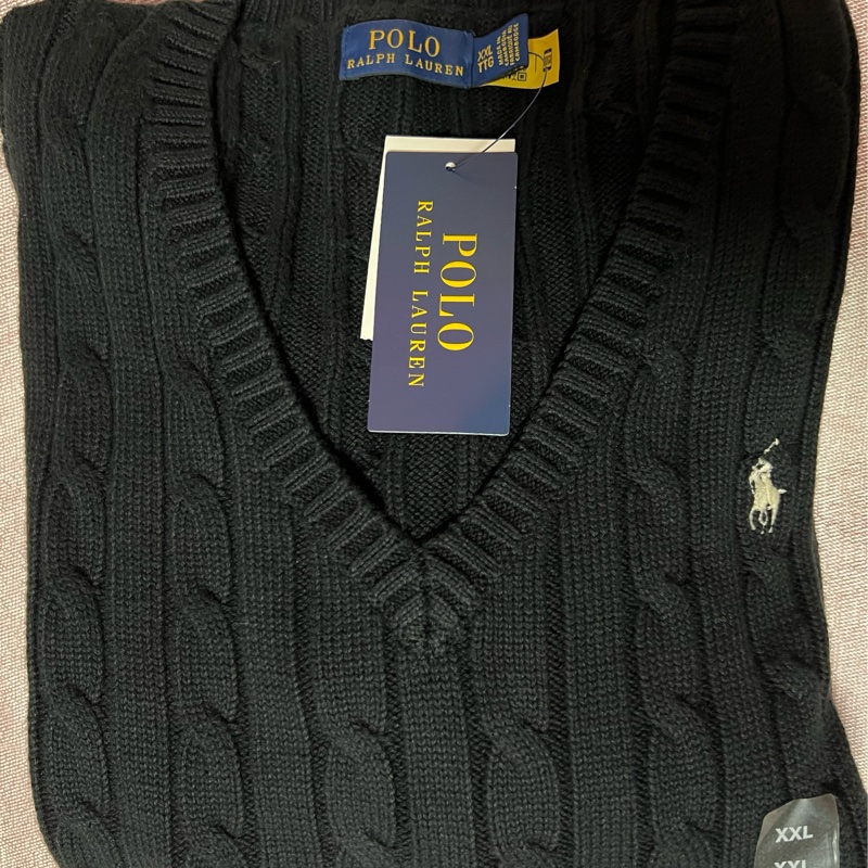 RALPH LAUREN POLO黑色V領針織上衣-0