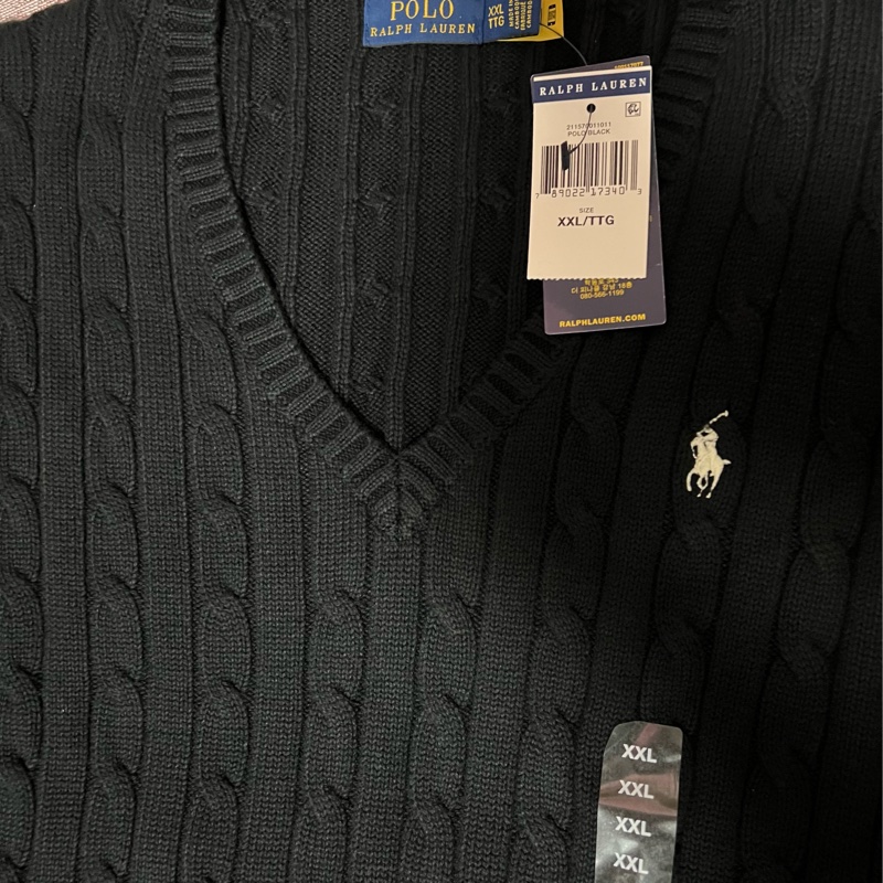 RALPH LAUREN POLO黑色V領針織上衣-5