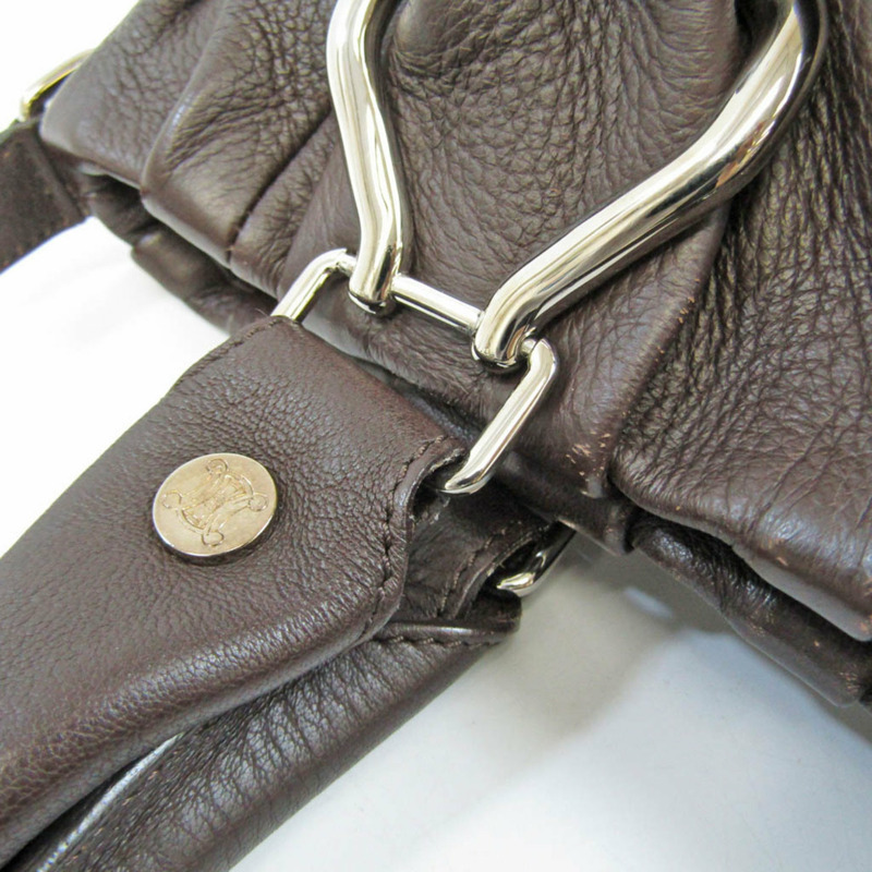【日本直送】Celine Pillow Small 162713 女式皮革手提包,單肩包深棕色-4