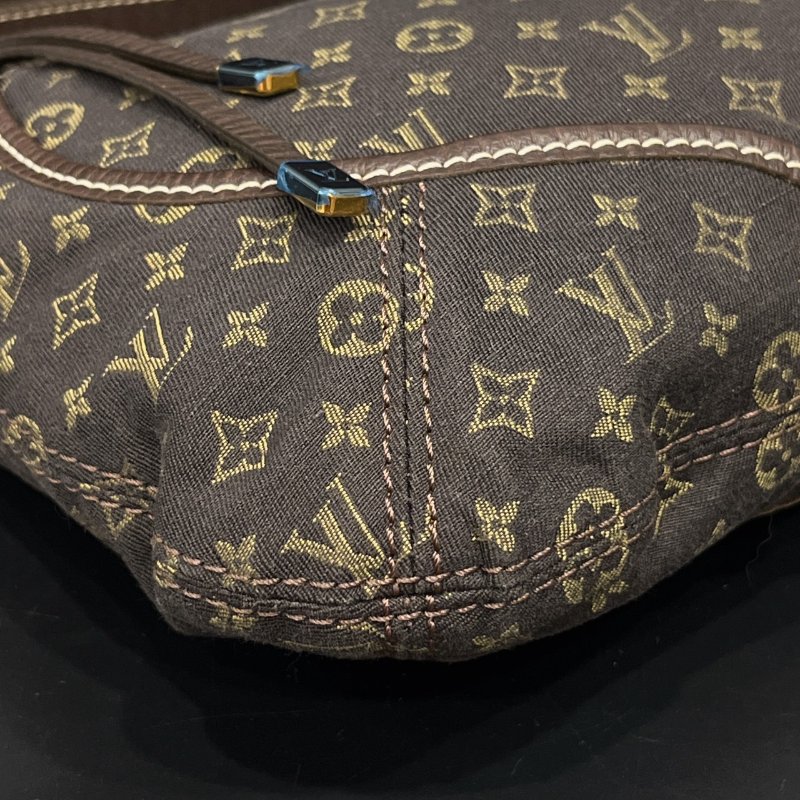 Louis Vuitton LV咖啡色字紋 丹寧布肩背包/腋下包-2