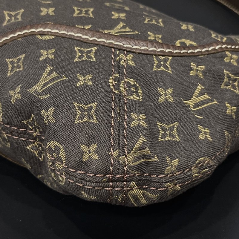 Louis Vuitton LV咖啡色字紋 丹寧布肩背包/腋下包-3