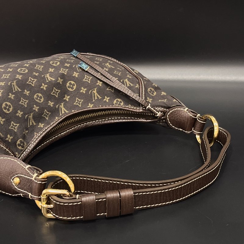 Louis Vuitton LV咖啡色字紋 丹寧布肩背包/腋下包-7