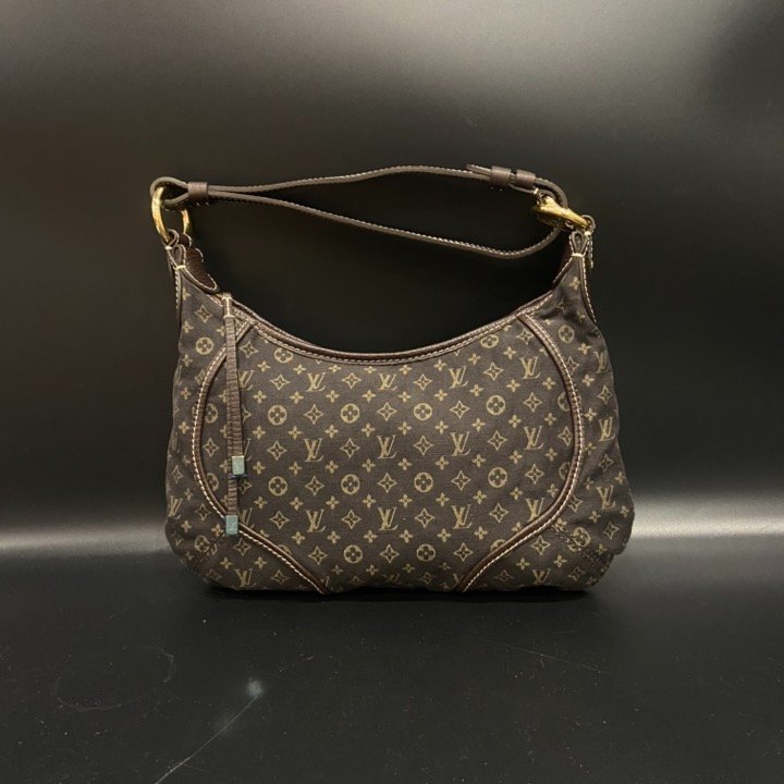 Louis Vuitton LV咖啡色字紋 丹寧布肩背包/腋下包-0