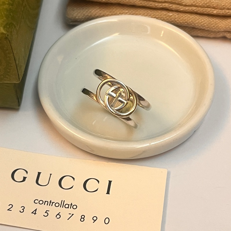 Gucci 經典雙G鏤空戒指-9