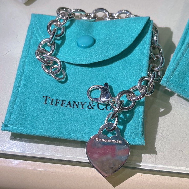 誠可議！ Tiffany 經典愛心925手鍊 銀飾-7
