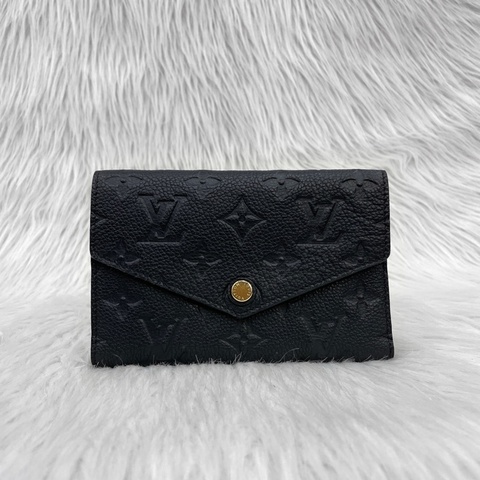 Louis Vuitton M60568黑原花壓紋三折中夾