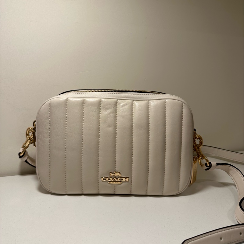 COACH JES 雙層相機包 皮革單肩斜挎包 女款 白色-0