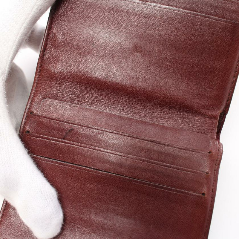 【日本直送】 菱格紋 三折錢包 雙子母扣錢包 小羊皮 黑色 銀色五金-7