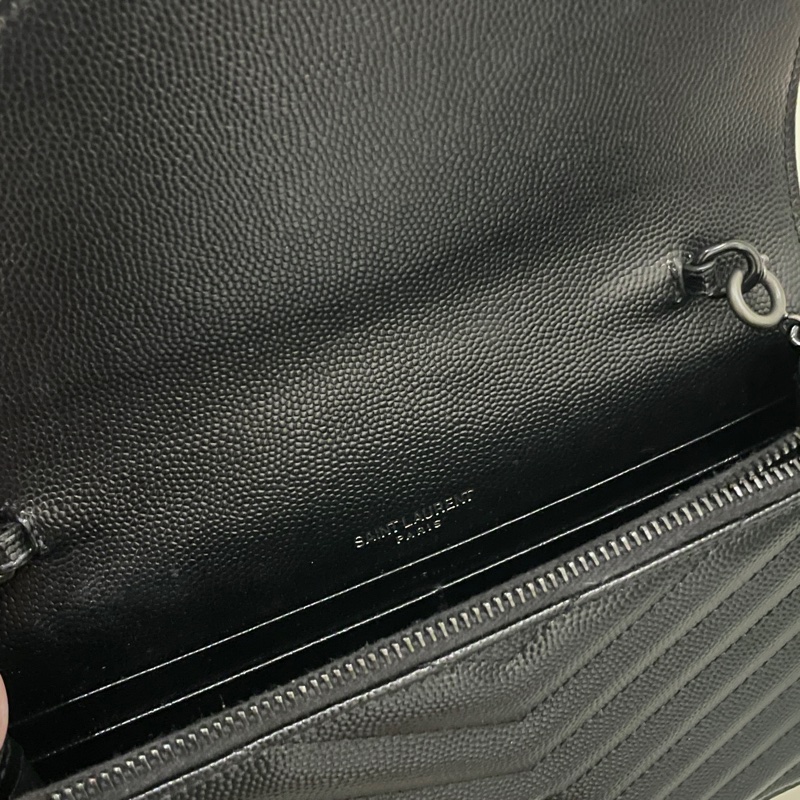 （降價！）YSL 山型紋魚子醬黑字 LOGO WOC 鏈包-3