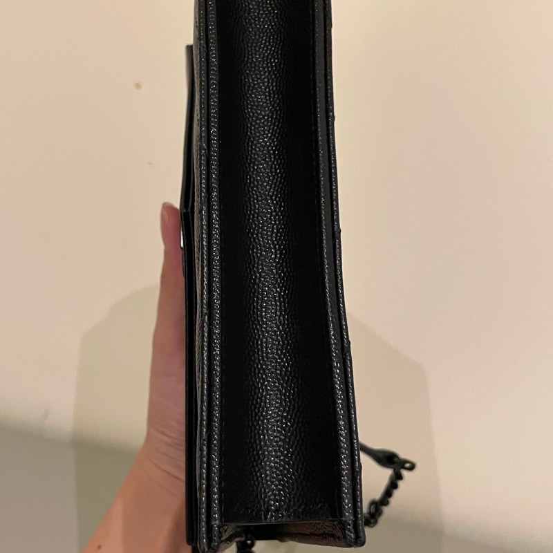 （降價！）YSL 山型紋魚子醬黑字 LOGO WOC 鏈包-7