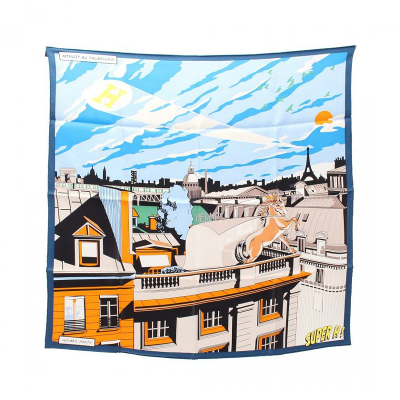 【日本直送】 方巾70 Minuit au Faubourg 絲巾 絲 藍色 多彩色 22SS-0