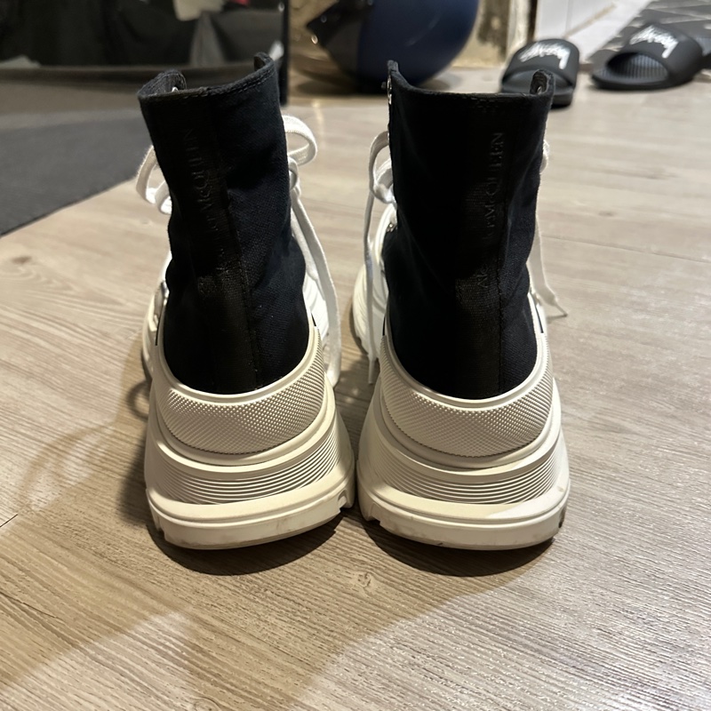 McQueen 高筒帆布鞋 黑白 27cm-2