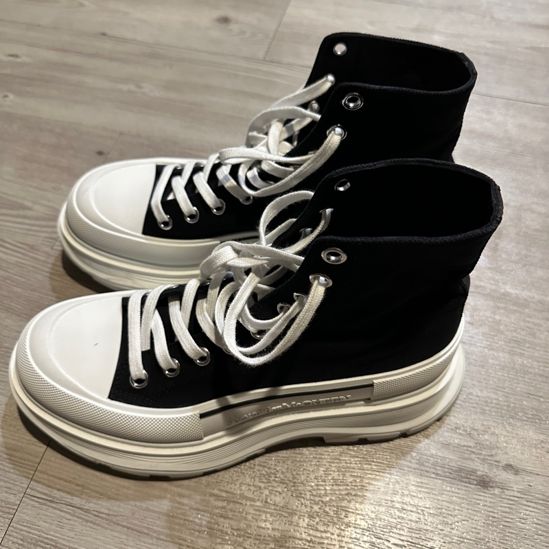 McQueen 高筒帆布鞋 黑白 27cm-6