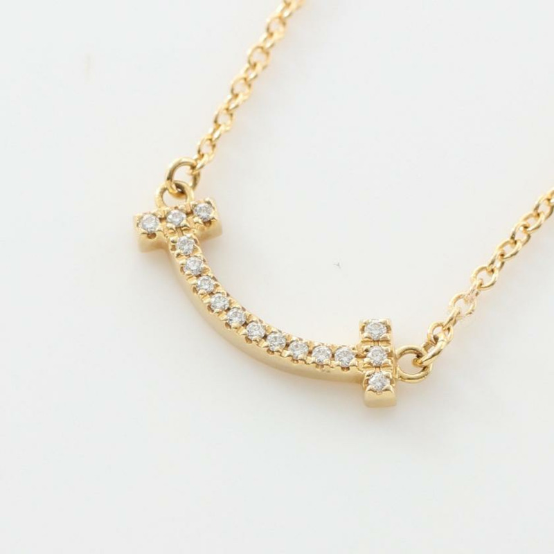 【日本直送】 T-smile mini necklace K18YG diamond Yellow Gold-0