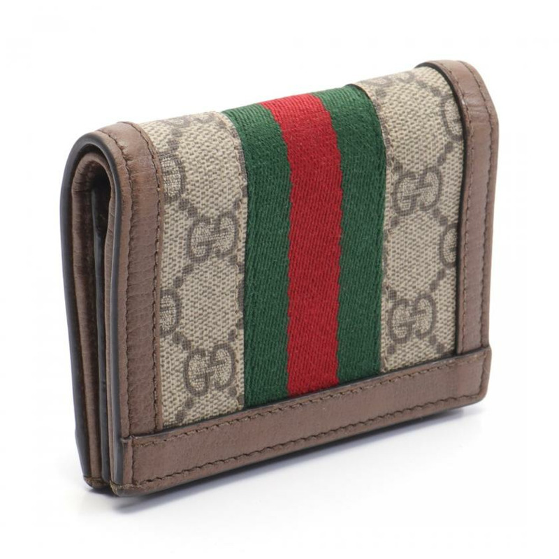 【日本直送】 Ophidia 雙G SUPREME Sherry line 對折皮夾 PVC 真皮 帆布 米色 深棕色 多彩色-1