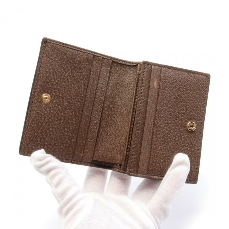 【日本直送】 Ophidia 雙G SUPREME Sherry line 對折皮夾 PVC 真皮 帆布 米色 深棕色 多彩色-2