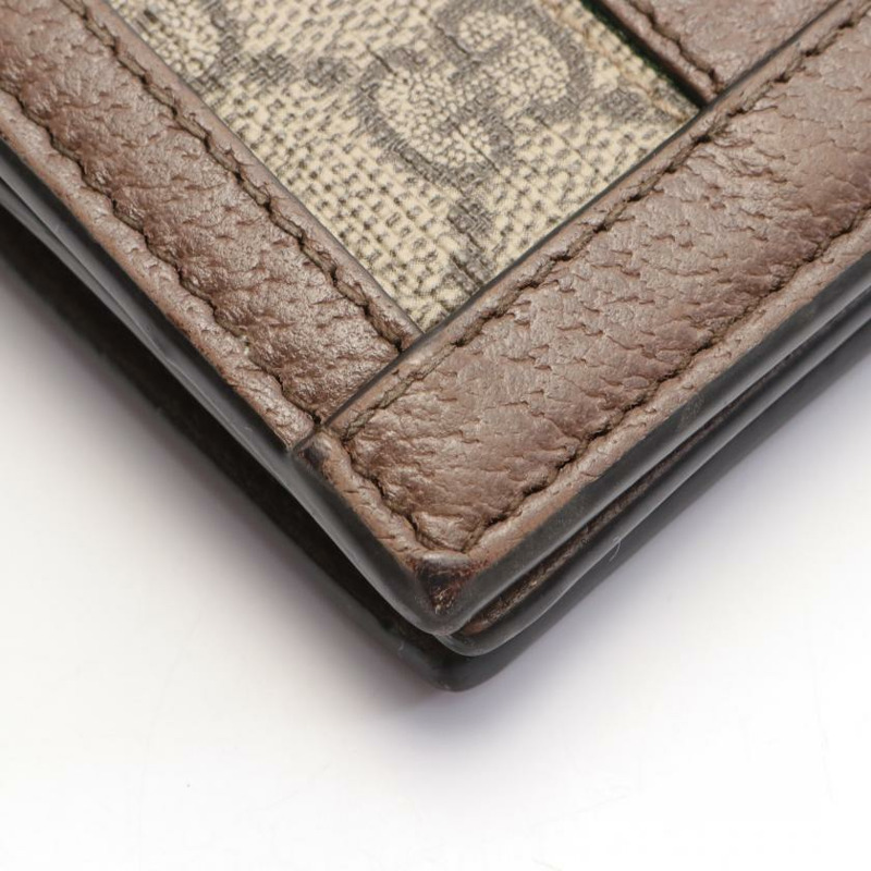 【日本直送】 Ophidia 雙G SUPREME Sherry line 對折皮夾 PVC 真皮 帆布 米色 深棕色 多彩色-9