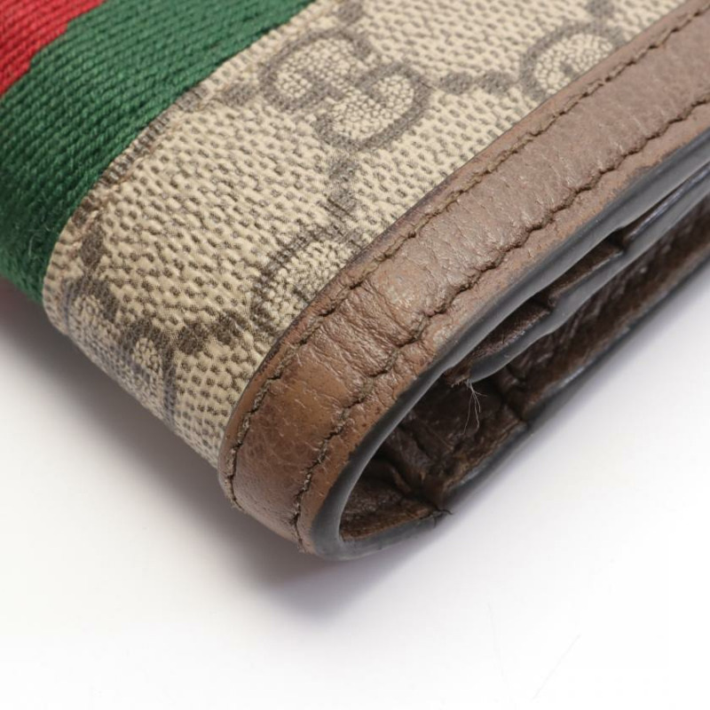 【日本直送】 Ophidia 雙G SUPREME Sherry line 對折皮夾 PVC 真皮 帆布 米色 深棕色 多彩色-10