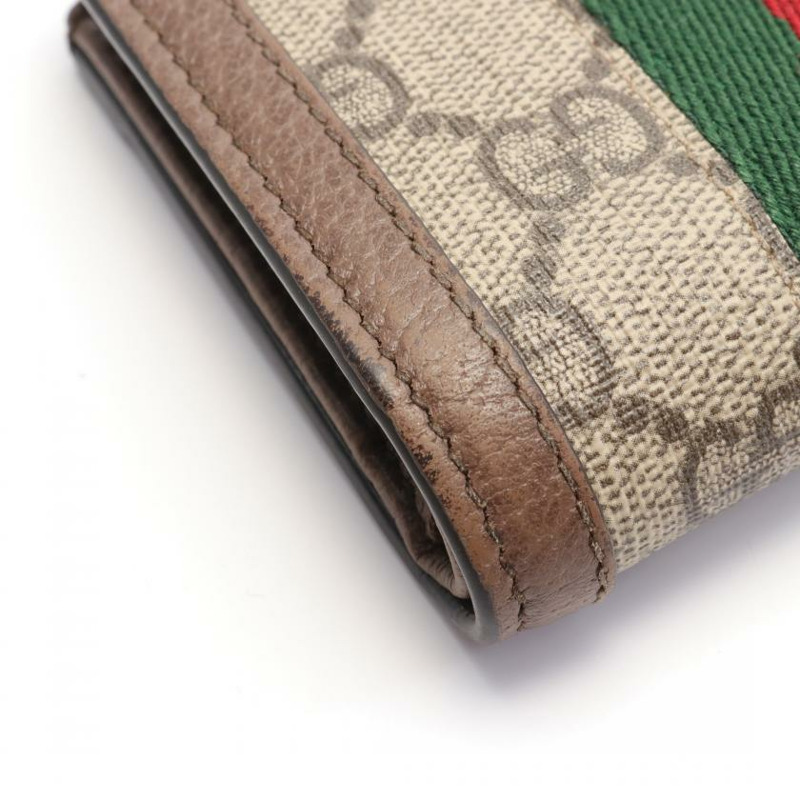 【日本直送】 Ophidia 雙G SUPREME Sherry line 對折皮夾 PVC 真皮 帆布 米色 深棕色 多彩色-11