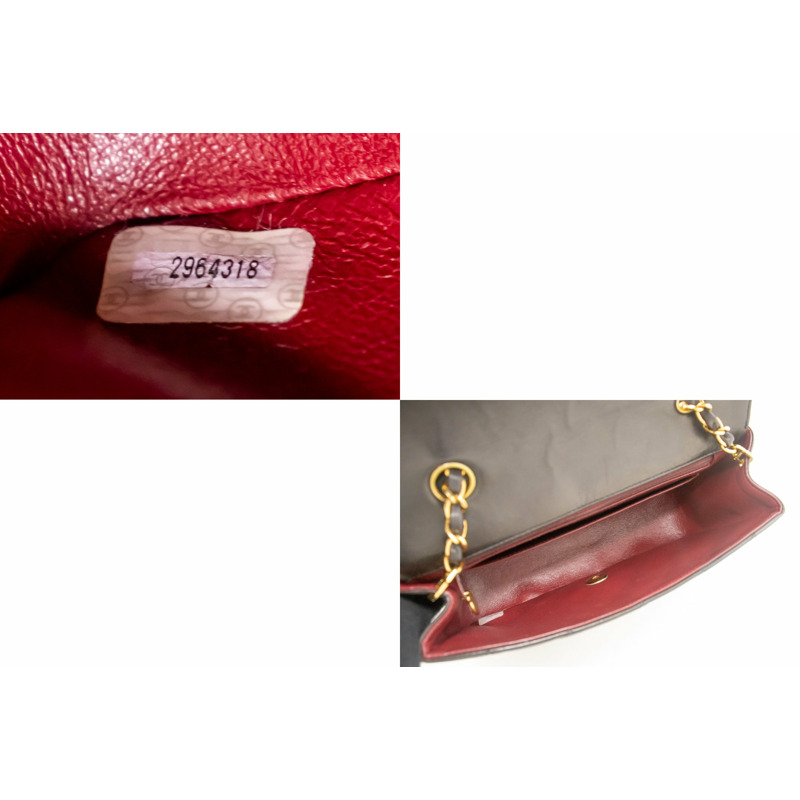 【日本直送】CHANEL Diana 翻蓋鏈條單肩包黑色絎縫小羊皮錢包-8